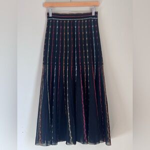 Alexander McQueen Midi Silk Multi-Metallic silk Skirt Semi Sheer Sz Small